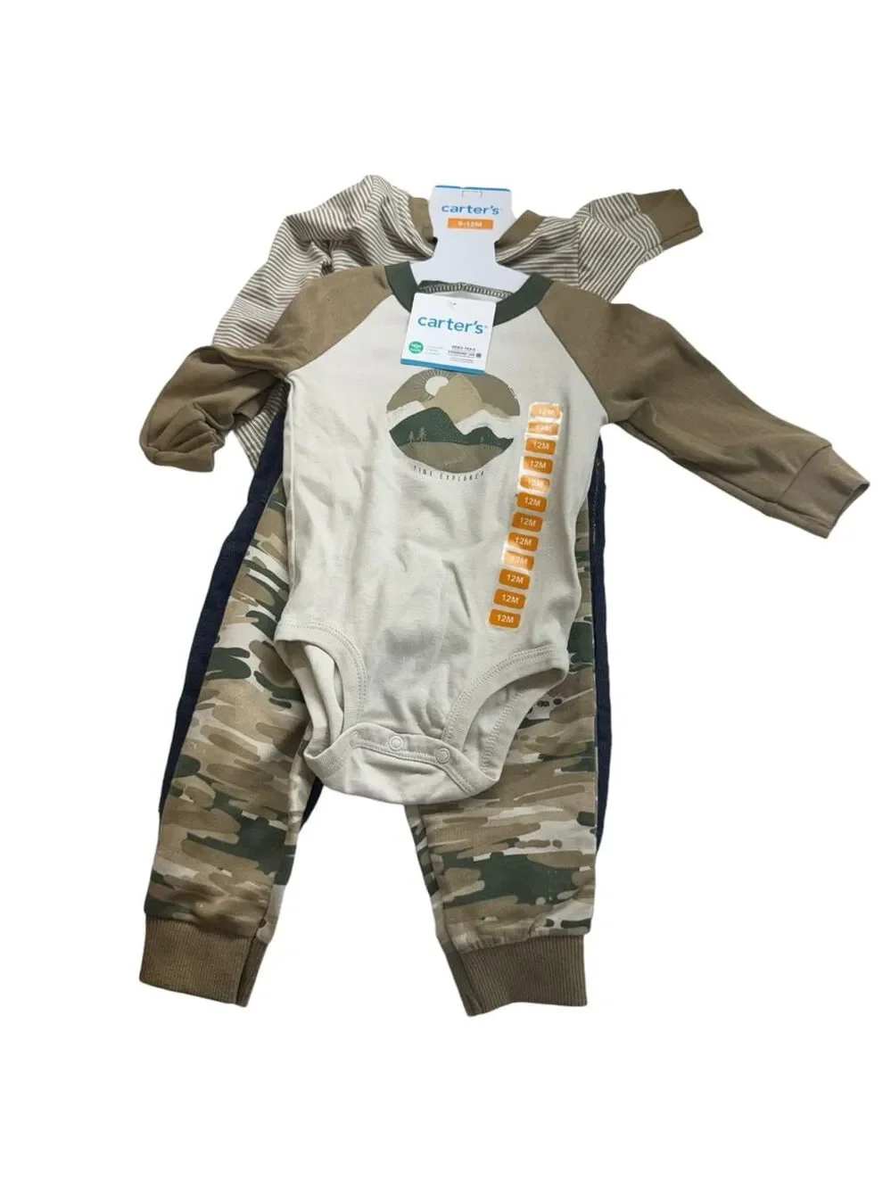 Boy Carter's 3-Piece Outfit 12M Brown Green NWT
